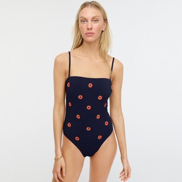 J. Crew Other - JCrew Pique Bandeau onepiece swimsuit With Daisies